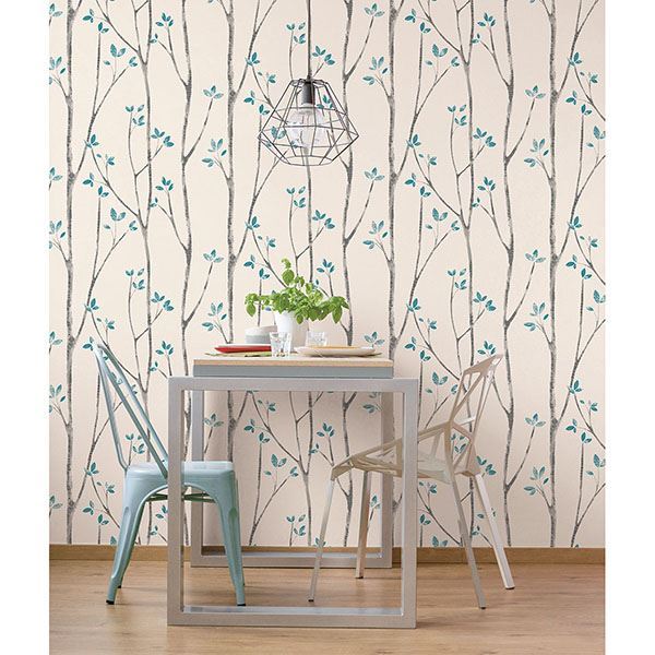 Ingrid Blue Scandi Tree Wallpaper - The WorkRm