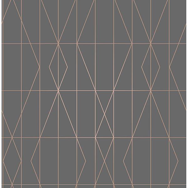 LeVeque Charcoal Deco Diamond Geo Wallpaper  | Brewster Wallcovering - The WorkRm