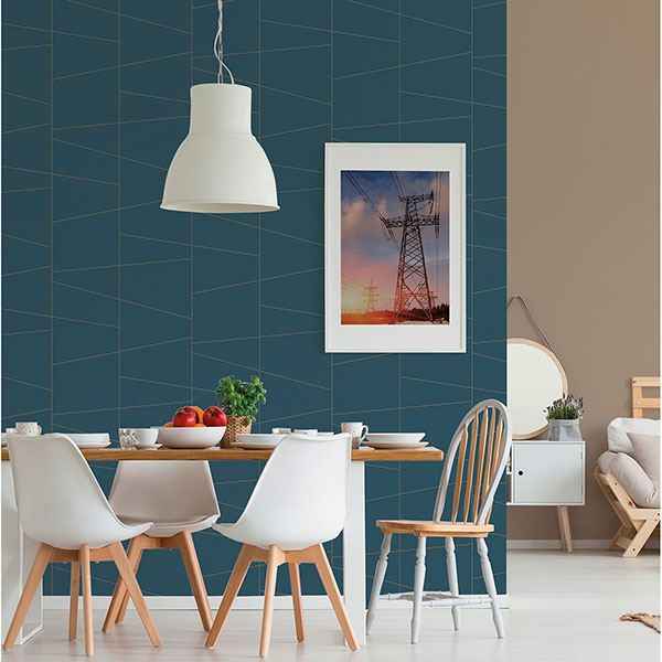 Fairmont Blue Deco Fracture Wallpaper - York Wallcoverings - UW24789