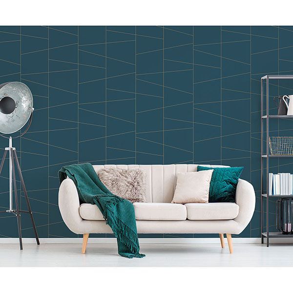 fairmont-blue-deco-fracture-wallpaper-york-wallcoverings-uw24789 - York Wallcoverings Papel pintado