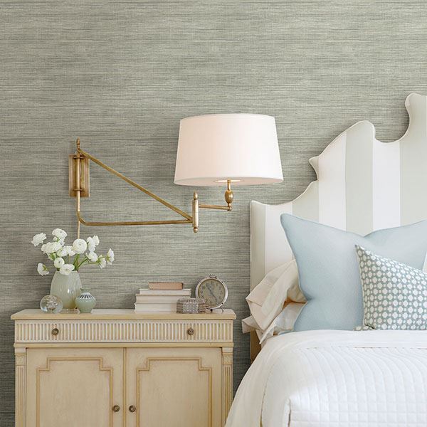 Graphite Faux Grass Wallpaper by Sarah Richardson  | Brewster Wallcovering