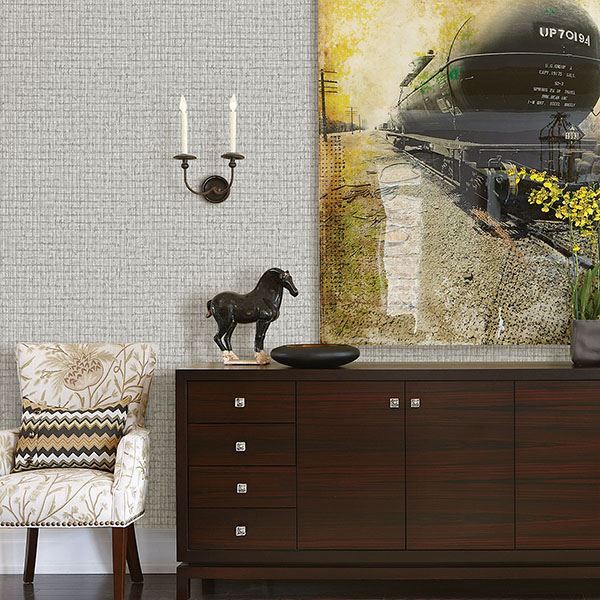 Graphite Palm Weave Wallpaper by Sarah Richardson  | Brewster Wallcovering