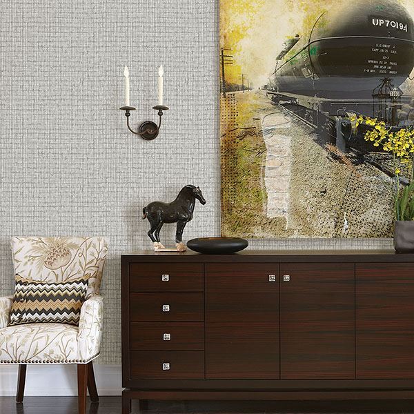 Graphite Palm Weave Wallpaper by Sarah Richardson - Brewster Wallcovering