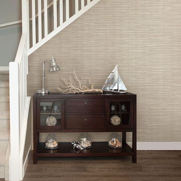 Bay Ridge Honey Linen Texture Wallpaper - Brewster Wallcovering