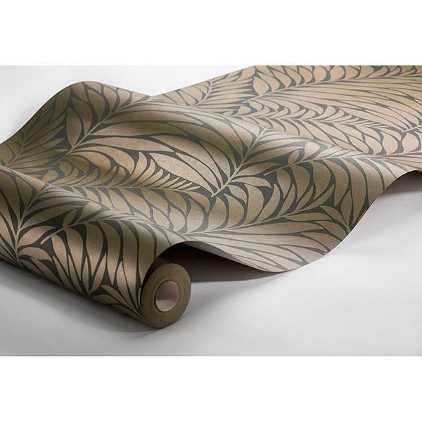 Myfair Brown Leaf Wallpaper - Brewster Wallcovering