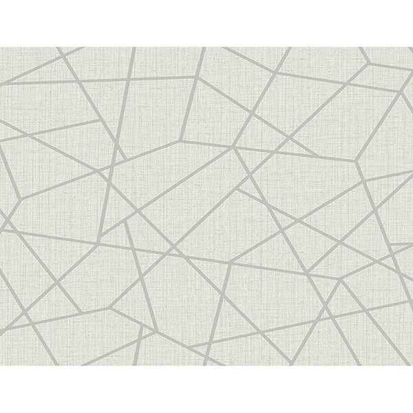 Heath Silver Geometric Linen Wallpaper - York Wallcoverings - 2765-BW40308