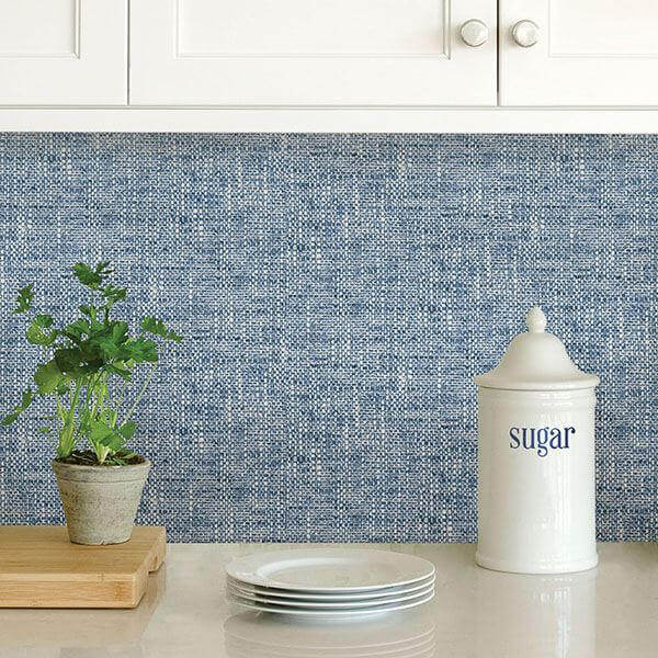 Navy Poplin Texture Peel Stick Wallpaper - York Wallcoverings - NU2918 - York Wallcoverings Wallpaper