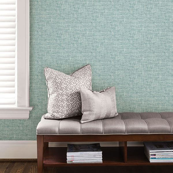 Aqua Poplin Texture Peel Stick Wallpaper - York Wallcoverings - NU2919 - York Wallcoverings Wallpaper
