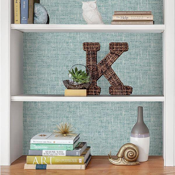 aqua-poplin-texture-peel-stick-wallpaper-york-wallcoverings-nu2919 - York Wallcoverings Wallpaper