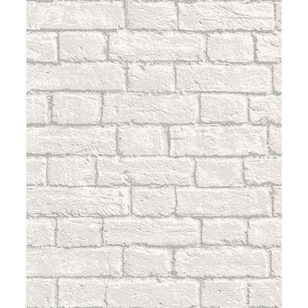 Ditmas White Brick Wallpaper - York Wallcoverings - M1038