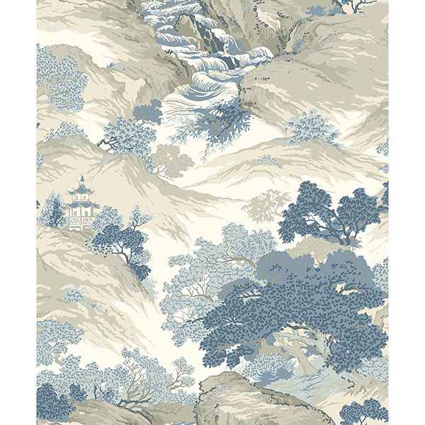 Ordos Blue Eastern Toile Wallpaper - York Wallcoverings - M1190