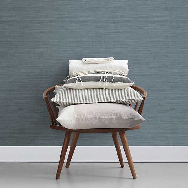 Ashleigh Blue Linen Texture Wallpaper  | Brewster Wallcovering - The WorkRm