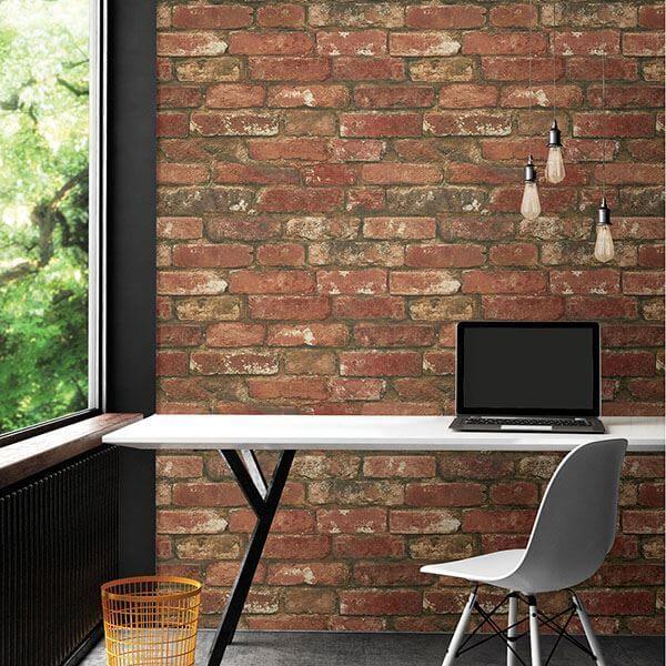 West End Brick Peel Stick Wallpaper - York Wallcoverings - NU2214 - York Wallcoverings Wallpaper