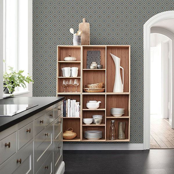 Horus Taupe Diamond Geo Wallpaper  | Brewster Wallcovering - The WorkRm