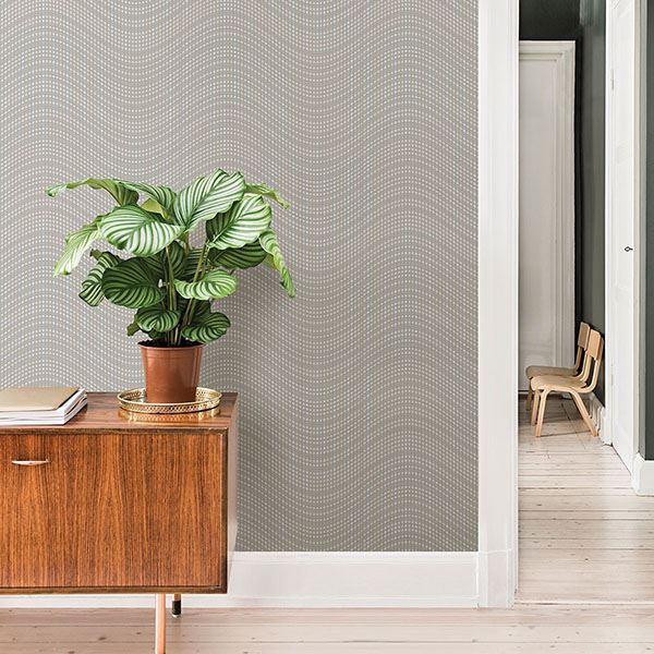 Prudence Taupe Wave Wallpaper  | Brewster Wallcovering - The WorkRm