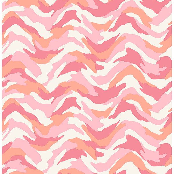 Brewster Wallcovering-Stealth Pink Camo Wave Wallpaper