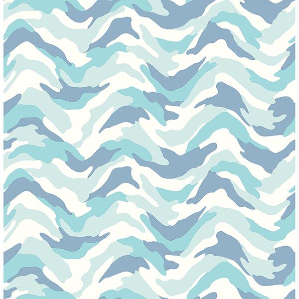 Brewster Wallcovering-Stealth Light Blue Camo Wave Wallpaper