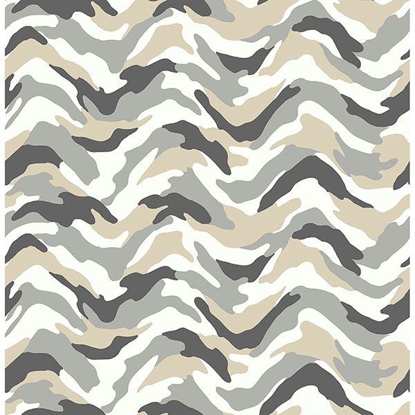 Brewster Wallcovering-Stealth Grey Camo Wave Wallpaper