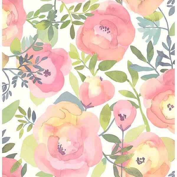 Peachy Keen Pink Peel Stick Wallpaper - York Wallcoverings - NU3035