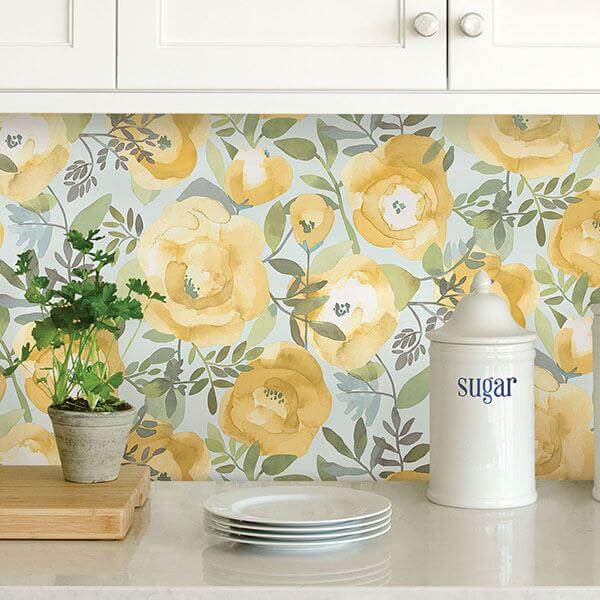 Peachy Keen Yellow Peel Stick Wallpaper - York Wallcoverings - NU3036 - York Wallcoverings Wallpaper