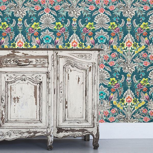 Summer Love Teal Peel Stick Wallpaper - York Wallcoverings - NU3037 - York Wallcoverings Wallpaper