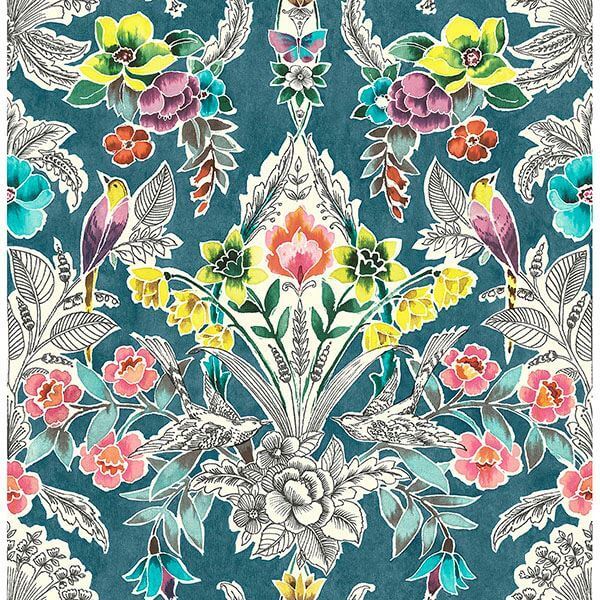 Summer Love Teal Peel Stick Wallpaper - York Wallcoverings - NU3037 - York Wallcoverings Wallpaper