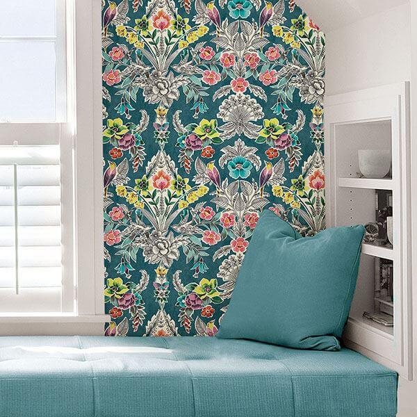 Summer Love Teal Peel Stick Wallpaper - York Wallcoverings - NU3037 - York Wallcoverings Wallpaper