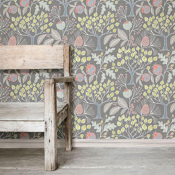 Groovy Garden Grey Peel Stick Wallpaper - York Wallcoverings - NU3039 - York Wallcoverings Wallpaper
