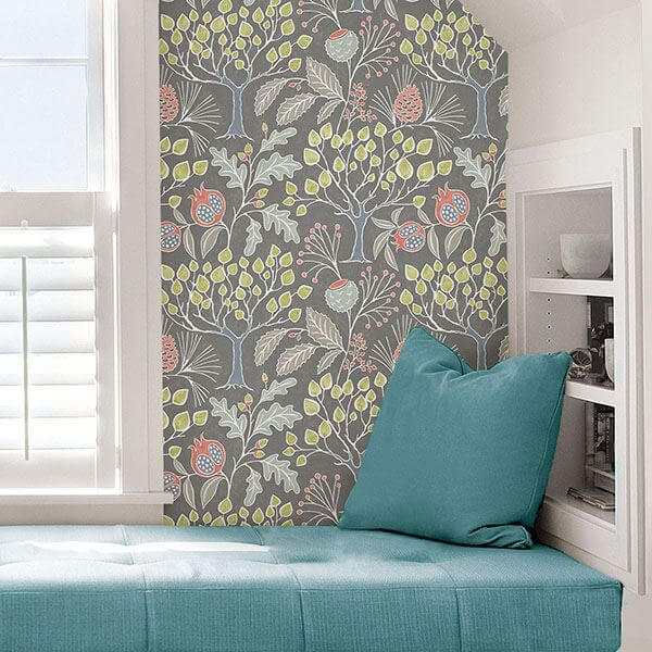 Groovy Garden Grey Peel Stick Wallpaper - York Wallcoverings - NU3039 - York Wallcoverings Wallpaper