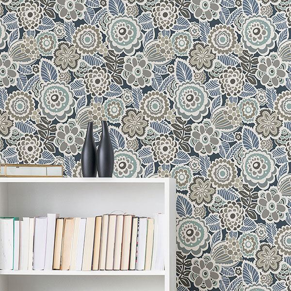 Dream on Navy Peel Stick Wallpaper - York Wallcoverings - NUS3160 - York Wallcoverings Wallpaper