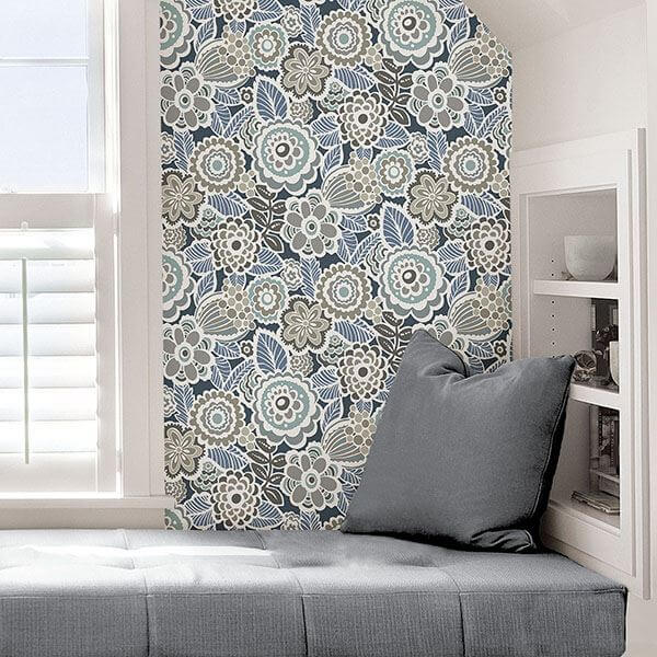 Dream on Navy Peel Stick Wallpaper - York Wallcoverings - NUS3160 - York Wallcoverings Wallpaper