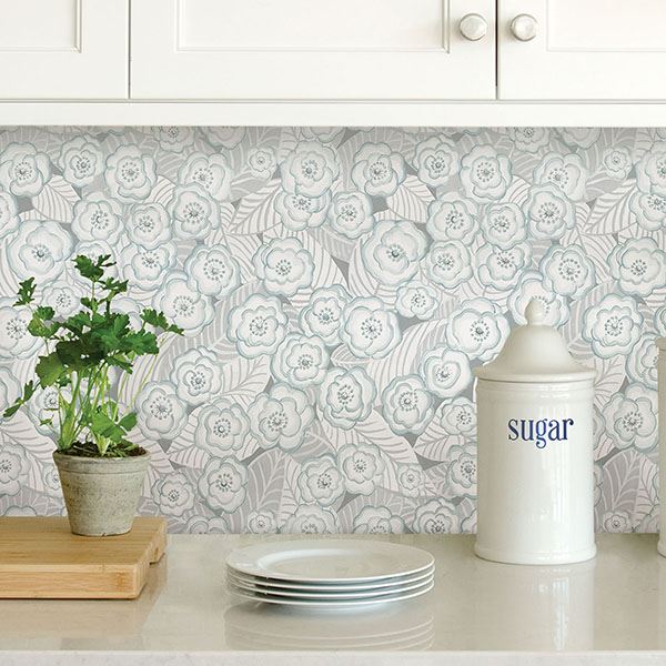 Oopsie Daisy Grey Peel & Stick Wallpaper - Brewster Wallcovering