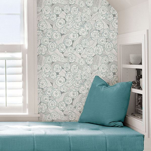 Oopsie Daisy Grey Peel & Stick Wallpaper - Brewster Wallcovering