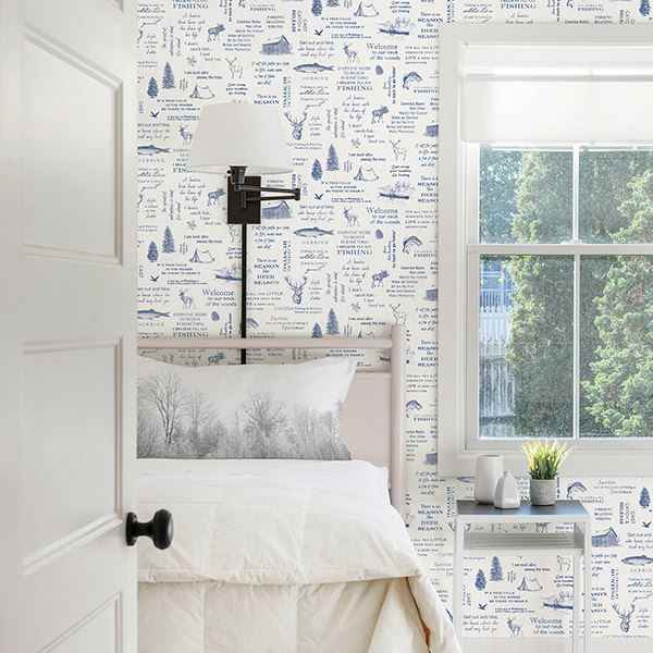 North Navy Camping Quotes Wallpaper - York Wallcoverings - 3118-01474 - York Wallcoverings Wallpaper