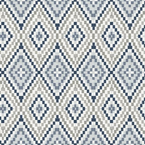 ganado-navy-geometric-ikat-wallpaper-york-wallcoverings-3118-12713 - York Wallcoverings Papel pintado