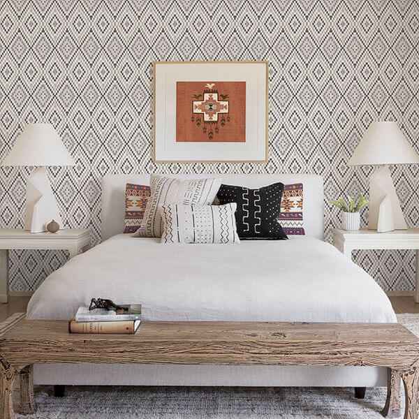 Ganado Dark Brown Geometric Ikat Wallpaper - York Wallcoverings - 3118-12714 - York Wallcoverings Wallpaper