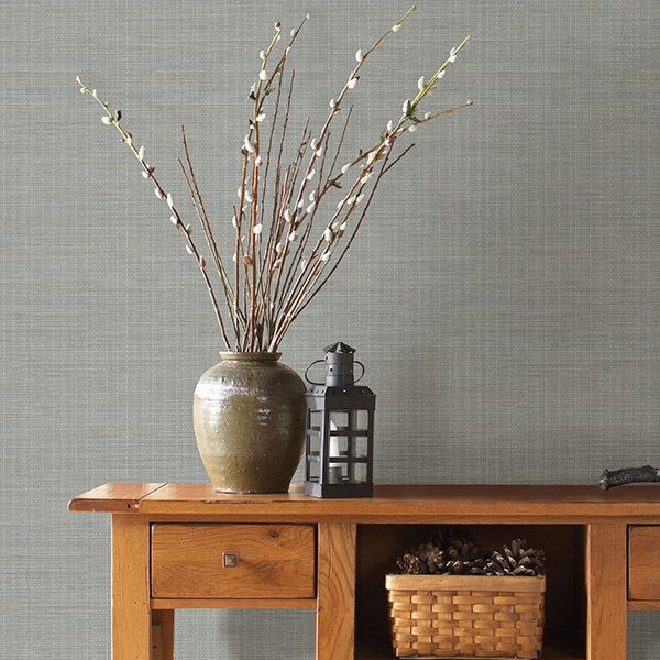 Kent Grey Grasscloth Wallpaper - Brewster Wallcovering