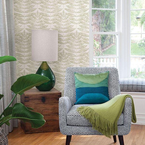 akira-beige-leaf-wallpaper-york-wallcoverings-2821-25100 - York Wallcoverings Wallpaper