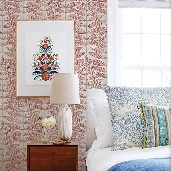 Akira Coral Leaf Wallpaper - York Wallcoverings - 2821-25103 - York Wallcoverings Wallpaper