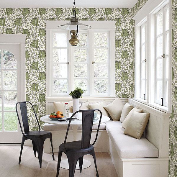 Peas in a Pod Olive Garden Wallpaper - Brewster Wallcovering