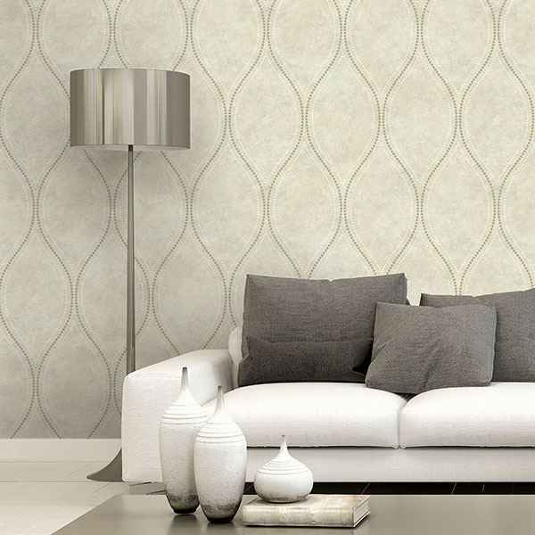 Eira Beige Marble Ogee Wallpaper - York Wallcoverings - 2765-BW40207 - York Wallcoverings Wallpaper