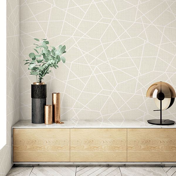 Heath Cream Geometric Linen Wallpaper  | Brewster Wallcovering - The WorkRm