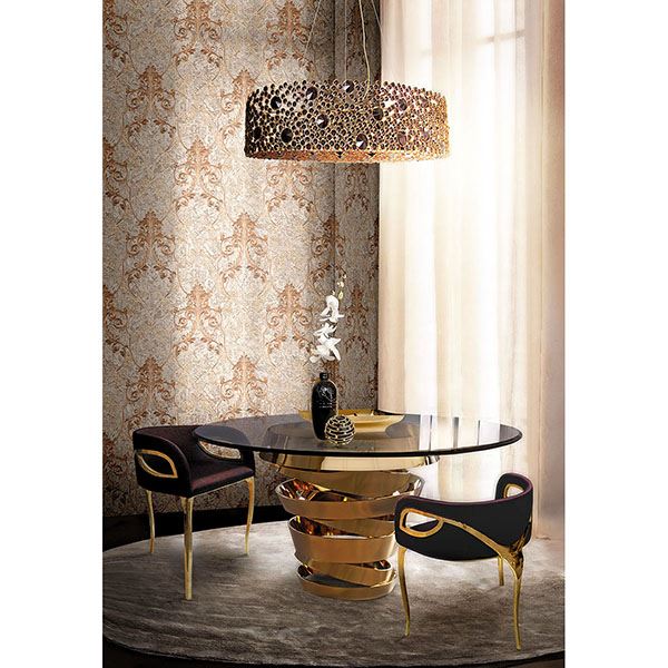 Damasco Samba Mauve Scroll Damask Wallpaper - Brewster Wallcovering