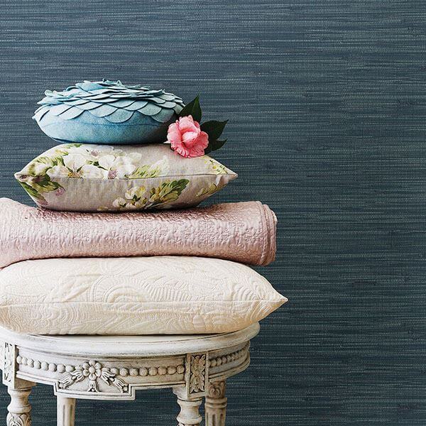 Navy Grassweave Peel and Stick Wallpaper - York Wallcoverings - NU2874 - York Wallcoverings Wallpaper