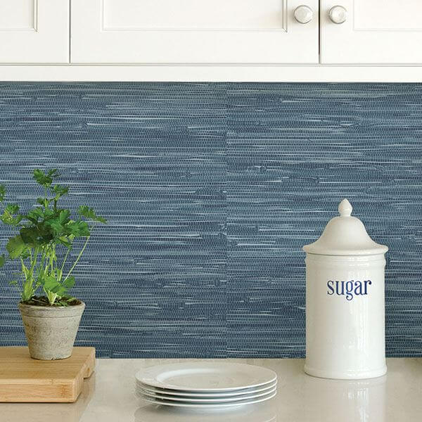 Navy Grassweave Peel and Stick Wallpaper - York Wallcoverings - NU2874 - York Wallcoverings Wallpaper