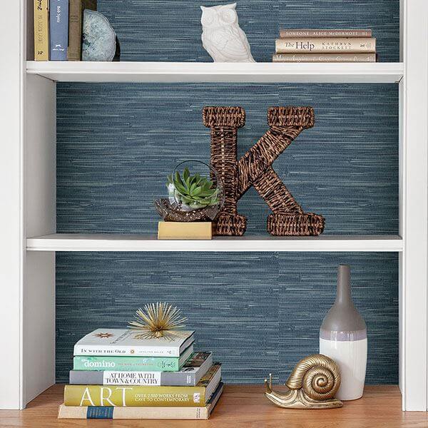 navy-grassweave-peel-and-stick-wallpaper-york-wallcoverings-nu2874 - York Wallcoverings Wallpaper