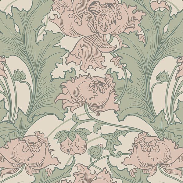 Brewster Wallcovering-Siri Rose Floral Wallpaper