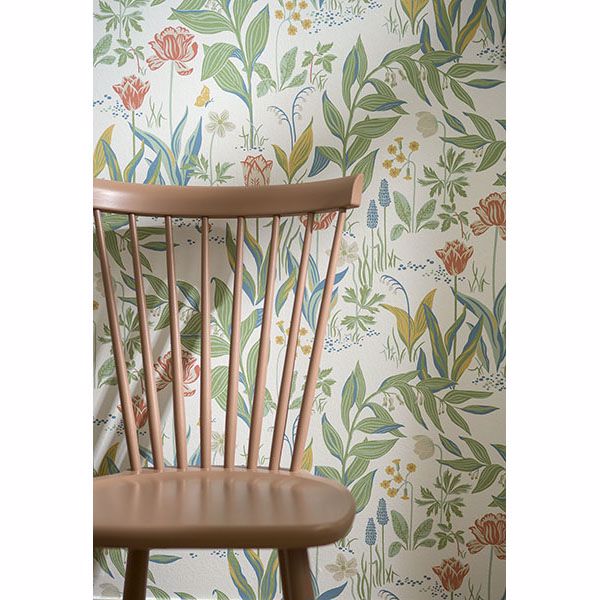 Spring Garden Off-White Botanical Wallpaper - Brewster Wallcovering