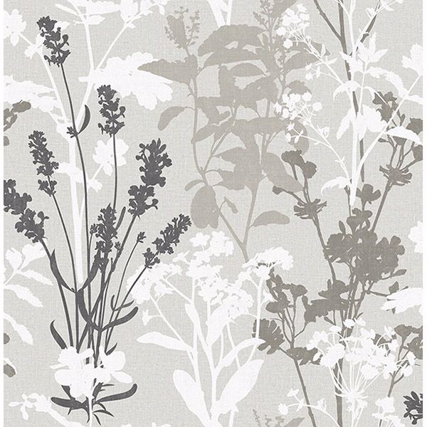 Picture of Pippin Grey Wild Flowers Wallpaper