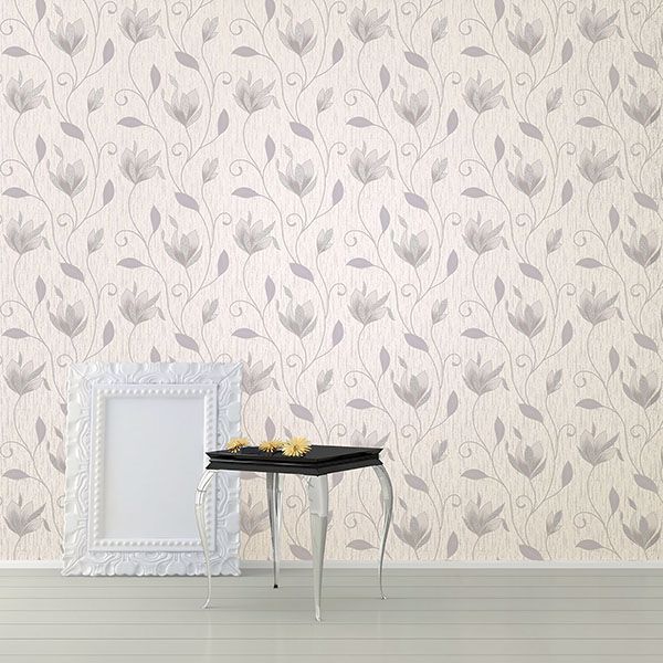 Gallagher Ivory Floral Trail Wallpaper - Brewster Wallcovering